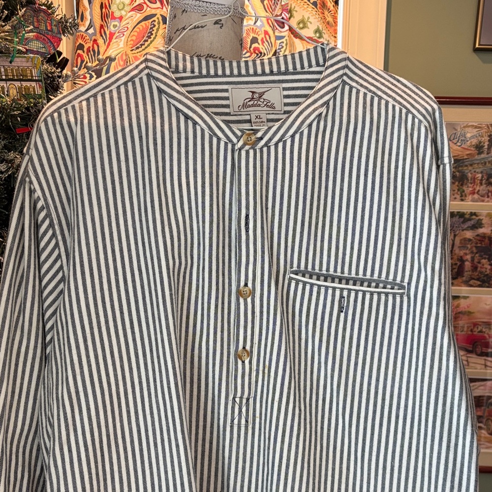 Madda Fella Castaway collarless shirt. - Size - XL. (25)